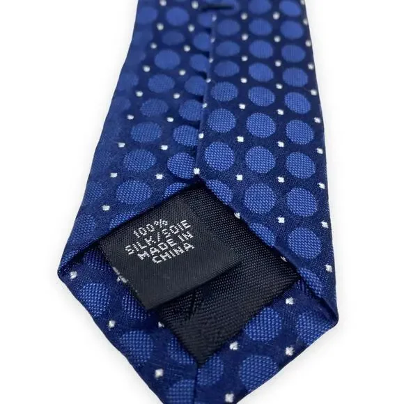 CALVIN KLEIN Blue Silk Polka Dot Sphere Pattern Tie - Picture 5 of 7